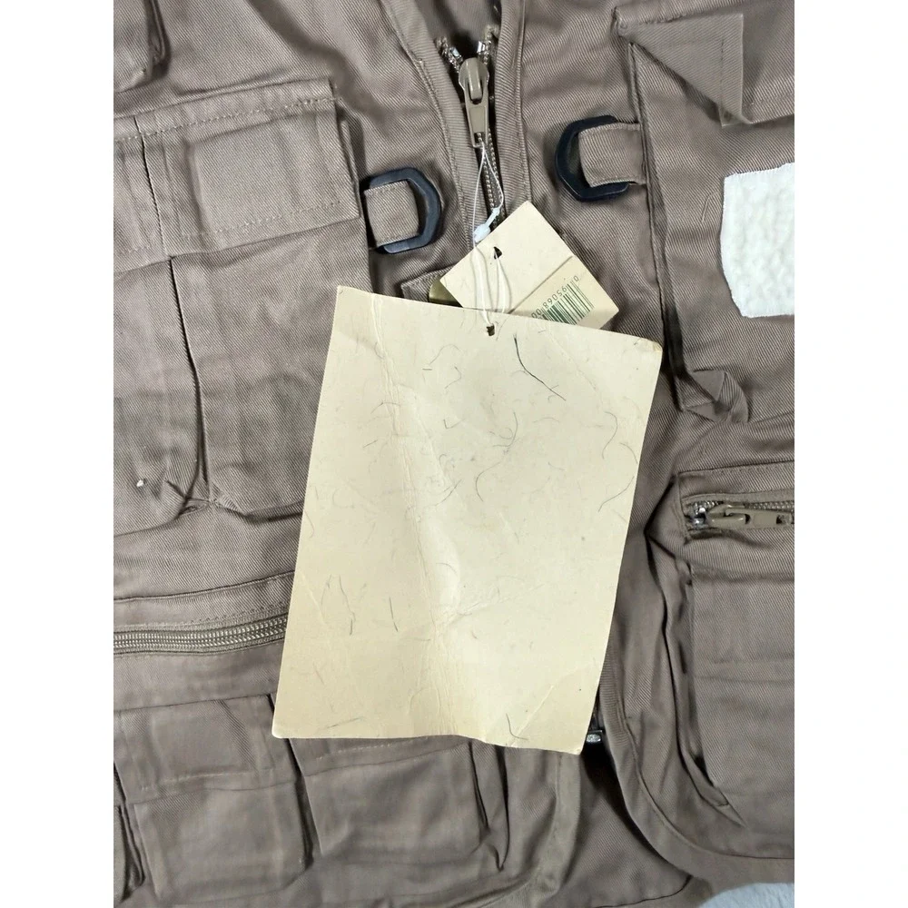 Ausable Fishing Vest Mens Large Tan Full Zip Cotton Twill Angler Outdoor NWT
